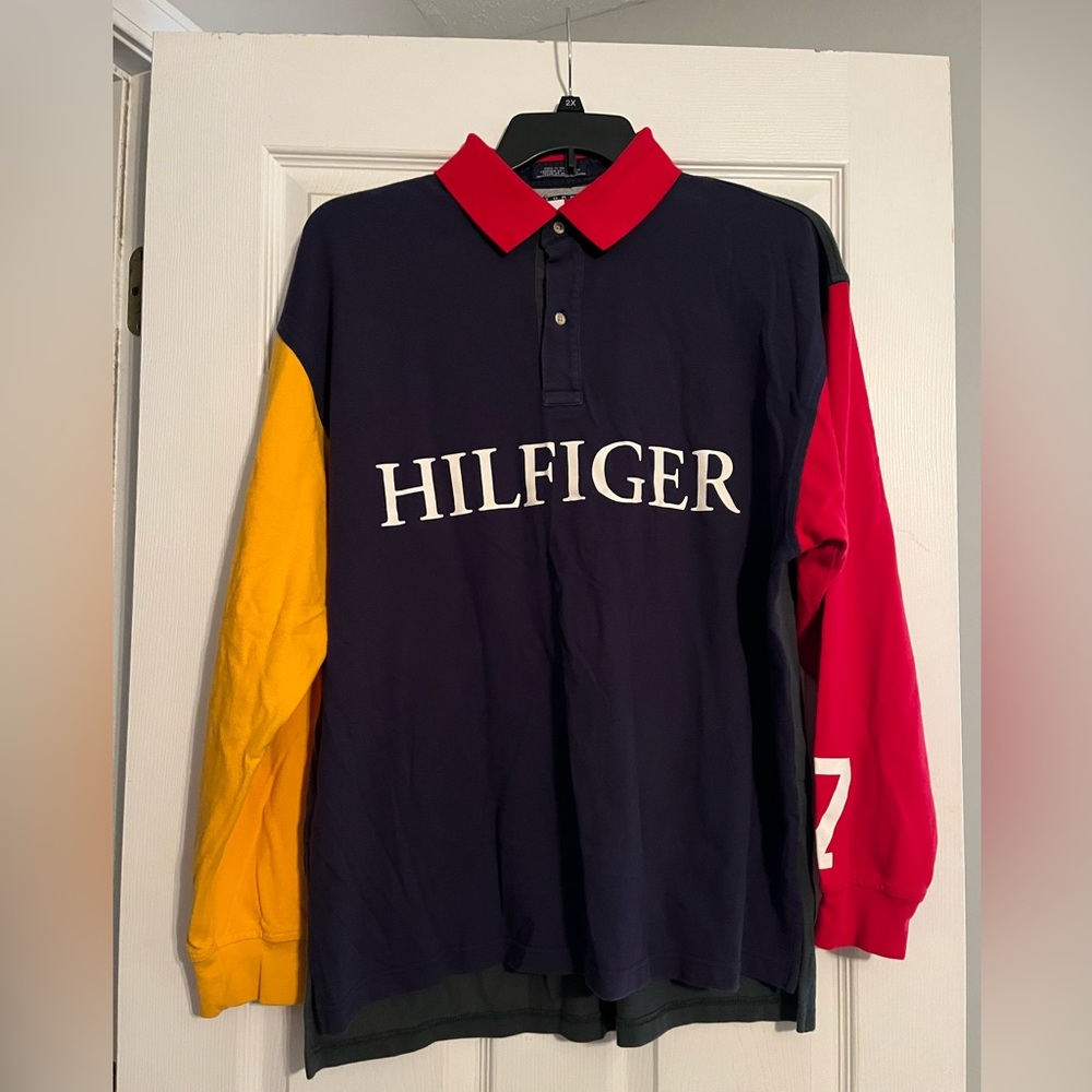 Tommy Hilfiger Long Sleeve Rugby Polo GRAIL XL